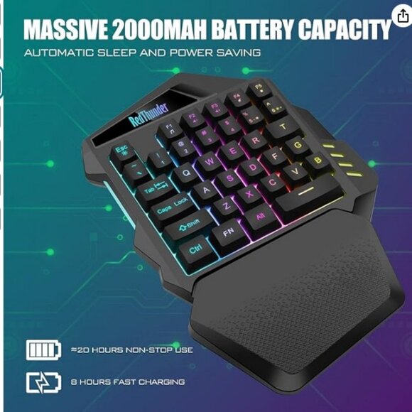 RedThunder Wireless One-Handed Gaming Keyboard - Picture 4 of 6